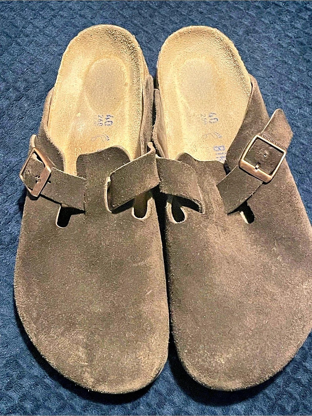 Birkenstock Boston Soft Footbed Suede Leather Sandals Brown US 10